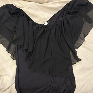 VENUS Black Chiffon Ruffle Blouse